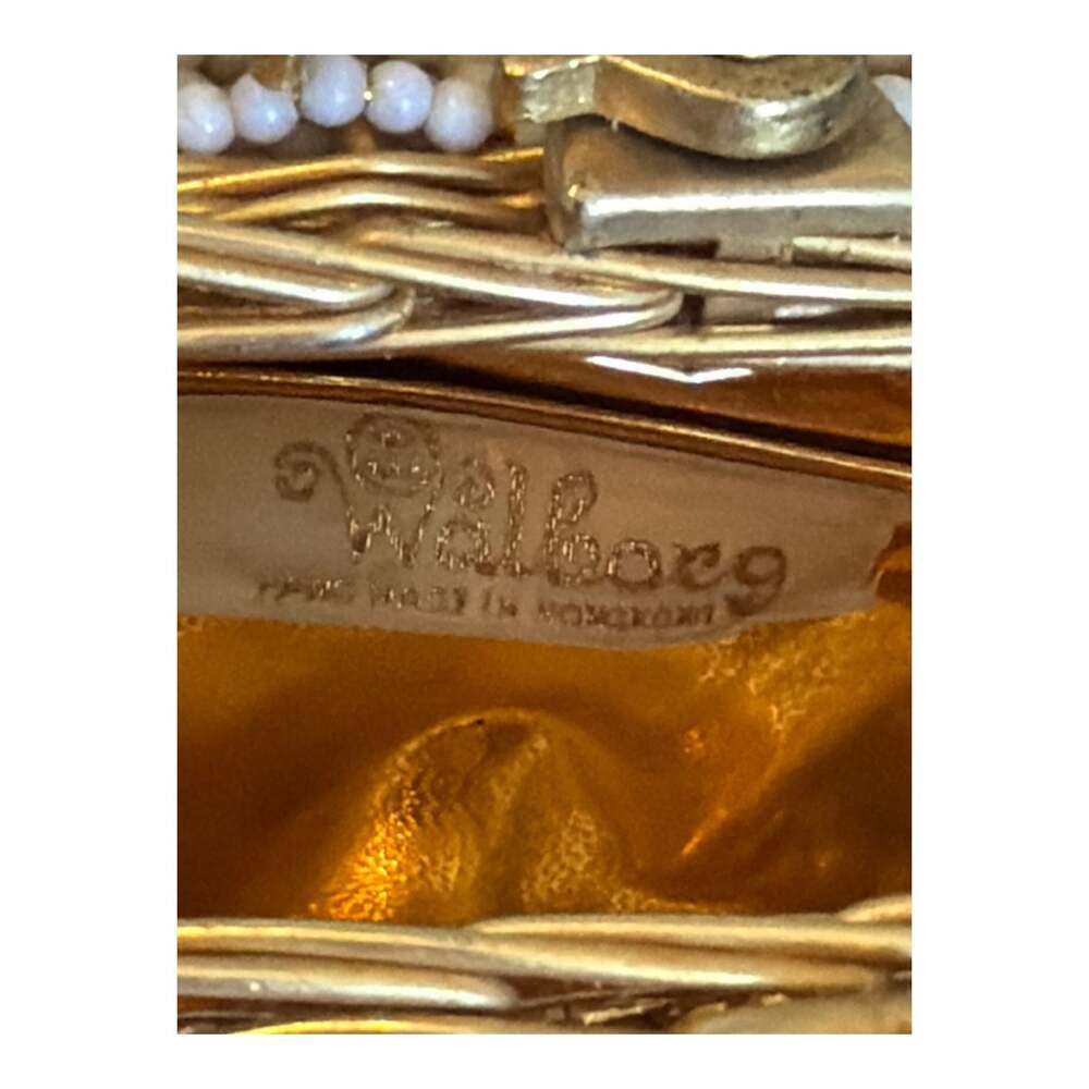 Vintage Walborg White Beaded Handbag with Gold Wire Frame - Picture 6 of 11